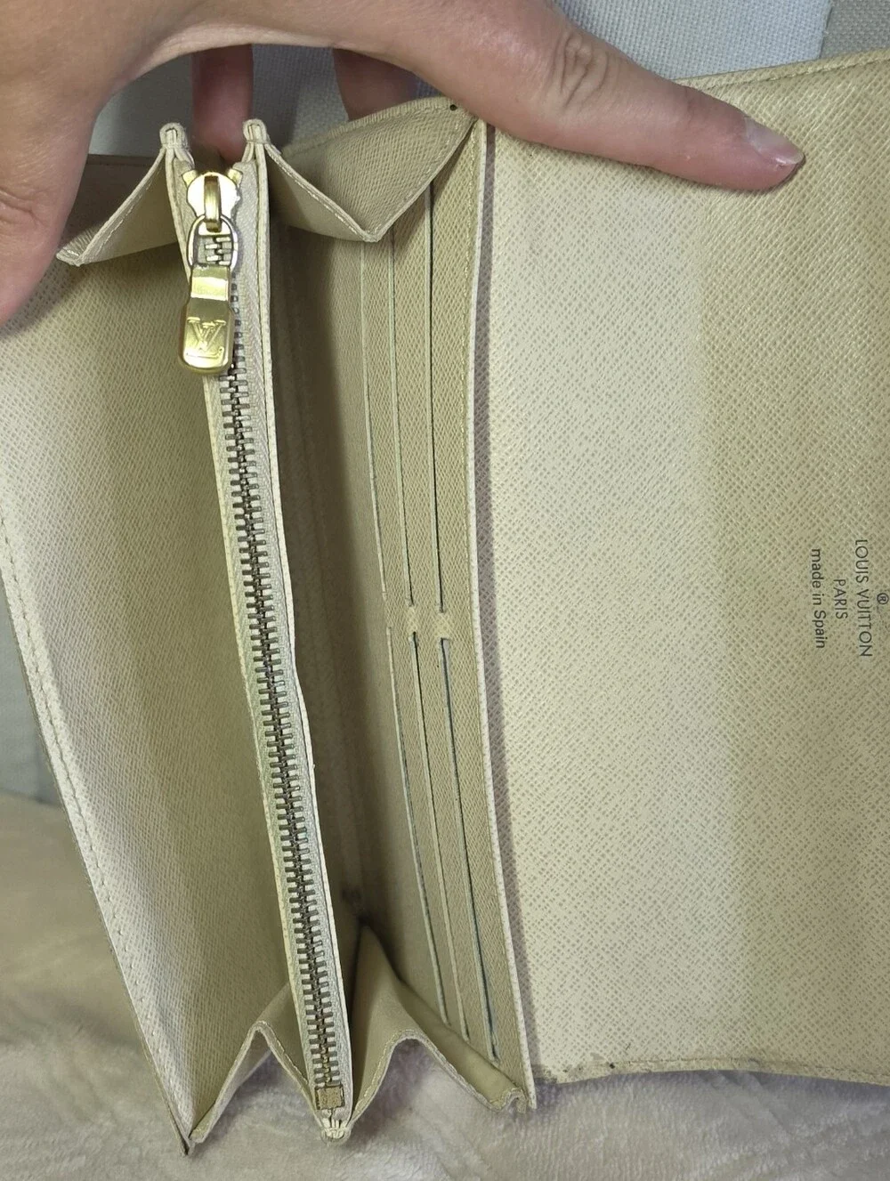 Authentic Louis Vuitton Damier Azur Porte Feuille Sarah Long Bifold Wallet